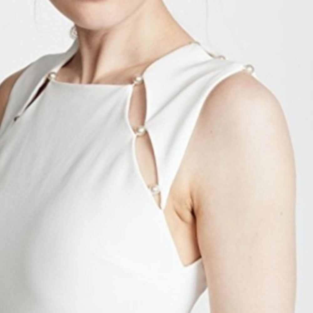 Alice + Olivia Ivory Sheath Dress with Silver Chain Trim - Picture 8 of 8